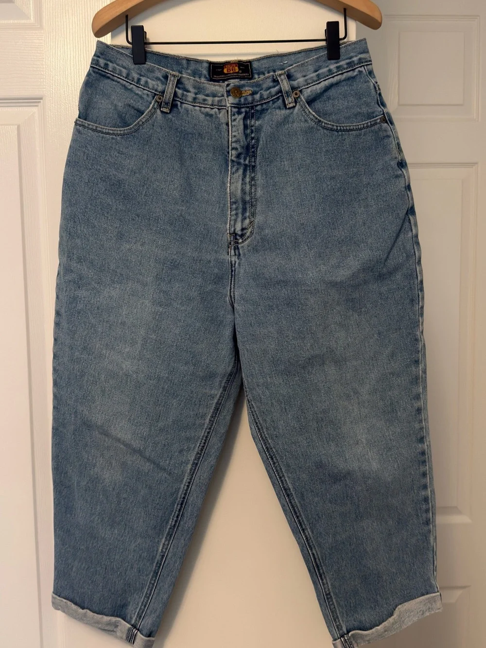 Route 66 Women’s Y2K Light Wash High Rise Mom Jeans Size 13/14 Cropped Denim